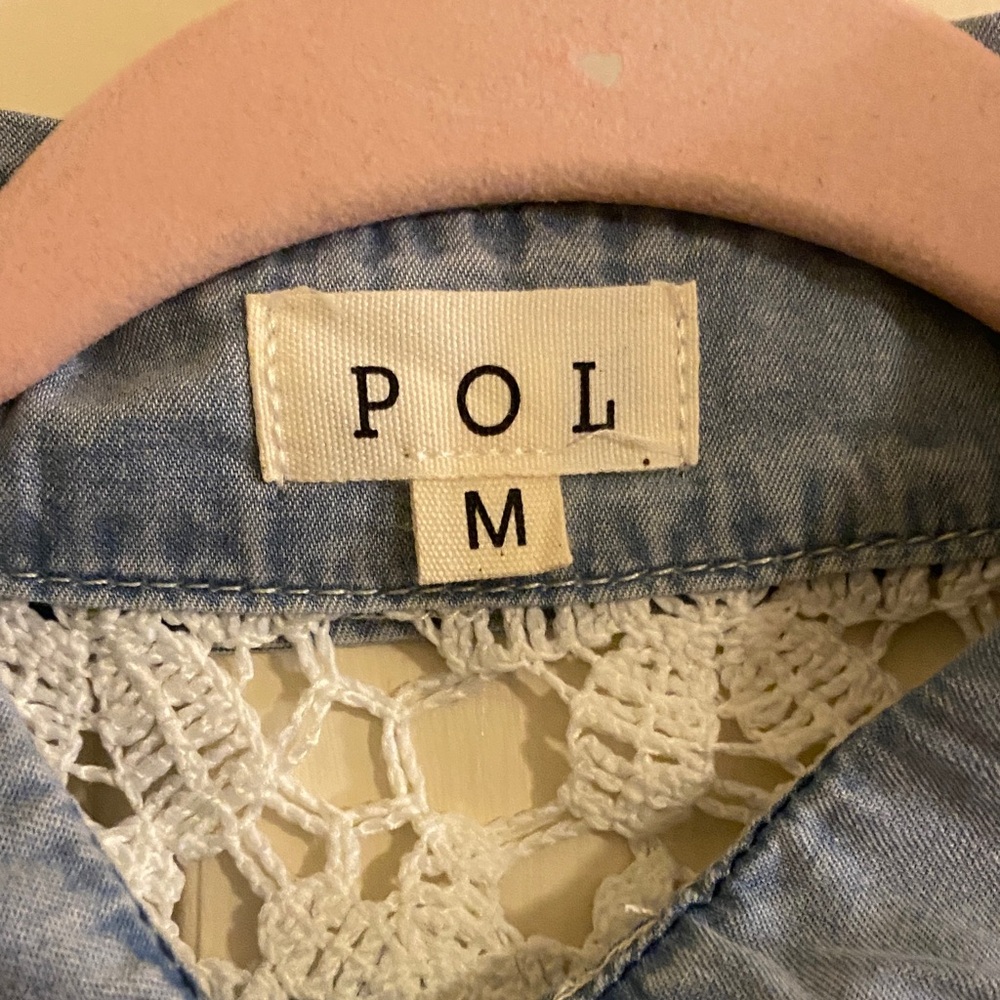 Nwot Pol Blue And White Patchwork Button Down Blo… - image 5